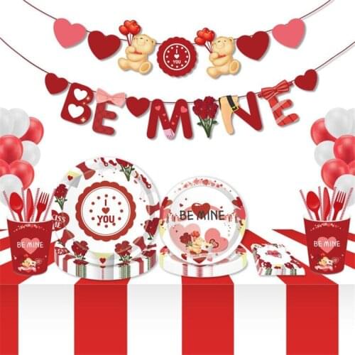 Love Party Decorations Paper Plates Cups Bachelorette Party Disposable Tableware Wedding Team Bride Table Decorations Supplies