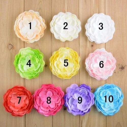 Yundfly 8pcs Fabric Peony Flower Without Clip For Baby Girls Hair Accessories Hand Craft Hair Flower For DIY Toddler Headwear