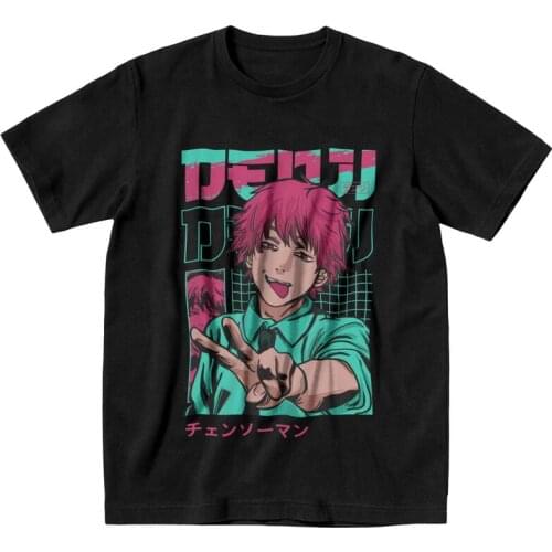 Funny Chainsaw Man T-shirt Mens Harajuku T Shirt Short Sleeve Cotton Anime Manga Aki Hayakawa Denji Tshirt Cool Tees Tops