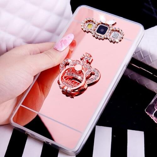 Mirror Phone Case For Samsung Galaxy A6 A7 A8 Plus A9 J2 Pro 2018 Cute Soft TPU Cover J3 J4 J5 J6 J7 2016 J8 Case Diamond Ring