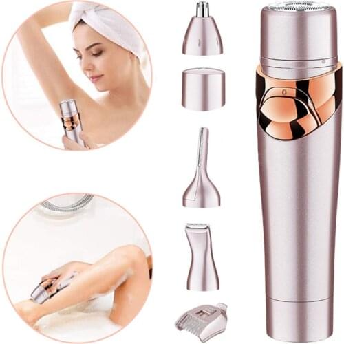 4 In 1 Women Face Facial Body Hair Removal Lady Shaver Epilator Female Shaving Electric Trimmer Razor For Eyebrow Nose