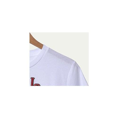 2021 Summer New Fashion Women T-Shirt White Cotton Letter Embroidery Short-Sleeve Tee Casual O-Neck Female Shirt and Tops