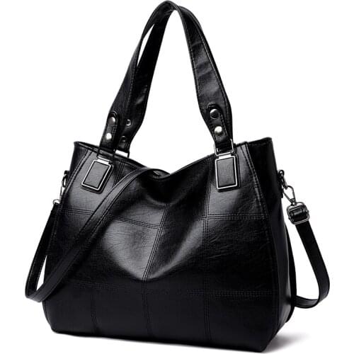 Women Bags Designer Luxury Brand 2021Casual Tote Black Shoulder Bag Free Shipping Large Capacity Pu Leather Handbags Sac A Main