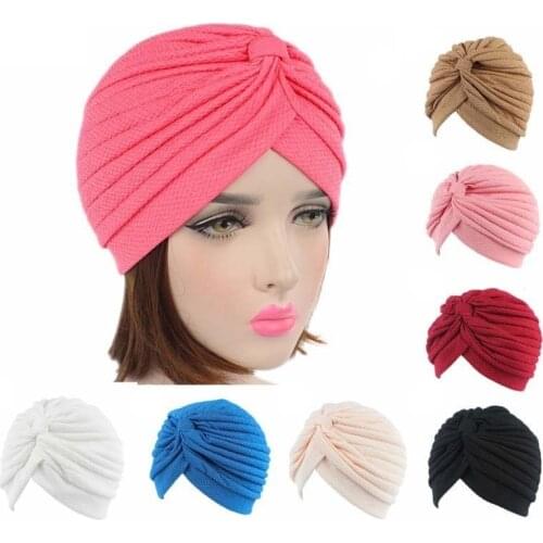 Women Hair Bonnet For Sleeping Muslim Headscarf Cap Loss Hair Cover Thread Thickened Elastic Cloth Indian Chemotherapy Hijab