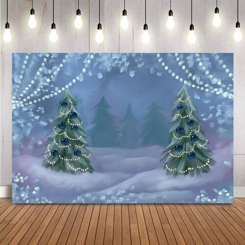 Winter Snow Scenery Background Pine Forest Christmas Tree Portrait Photography Backdrop Children Newborn Baby Photoshoot Props