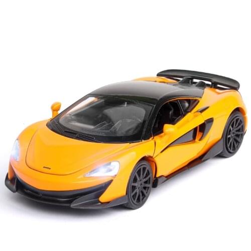 1: 32 Simulation McLaren 600lt Sports Car With Sound and Light Childrens Toy Boy Birthday New Year Christmas Gift Yellow