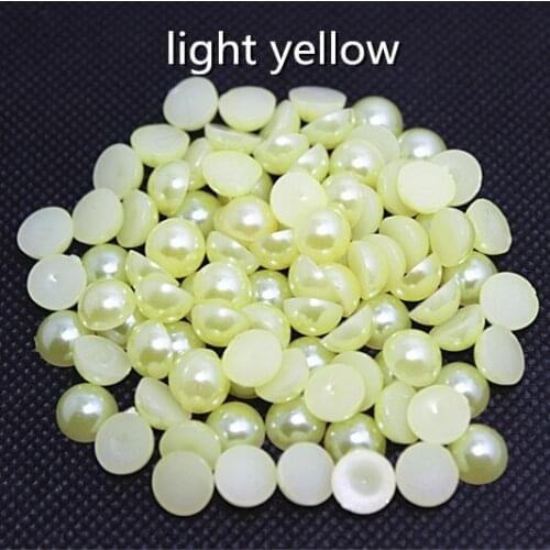 1.5-12mm Light yellow half round flatback ABS pearl beads for diy scrapbooking,HR009
