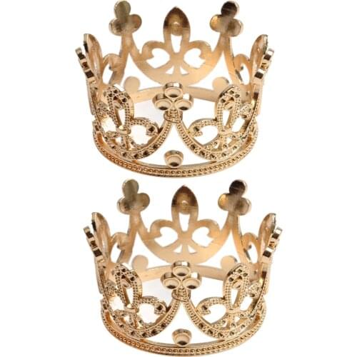1 Pair of Gold Crown Cake Topper Vintage Crown Small Gold Wedding Cake Top Princess Crowns Hair Jewelry for weddings engagements
