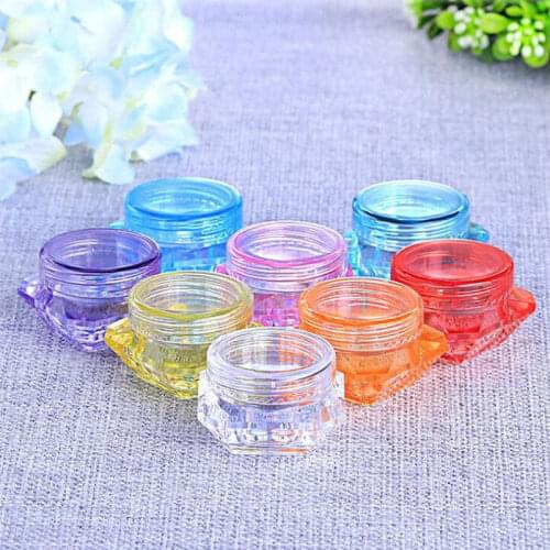 1pcs 3g 3ml Empty Plastic Cosmetic Makeup Jar Pots Mixed Color Diamond Container Sample Bottles Lip Balm Container Storage Box