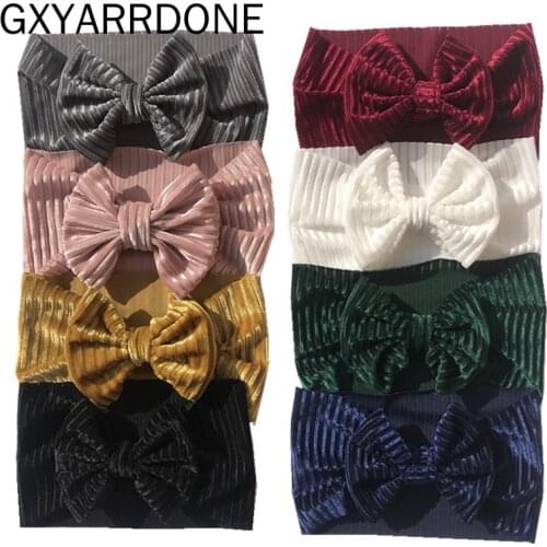 10pcs 2020 New Velvet Turban Headband Baby Girls Headwrap Toddler Hair Band Vintage Knot Bows Turban Headband Hair Accessories