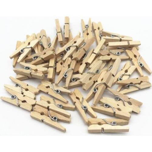 100pcs 1" Wooden Clothespins Natural Mini Clothes Pins Pegs Paperclips For Scrapbooiking Wedding Christmas Deco Papercrafting