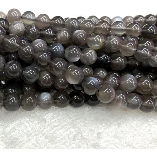 15" High Quality Genuine Natural Black Moonstone flash light Round Loose Gemstone Ball Beads 6-10mm 06371