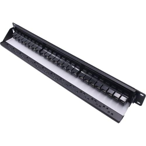 19in 1U 24 Port Straight-Through CAT6A Patch Panel RJ45 Network Cable Adapter Keystone Jack Ethernet Distribution Frame