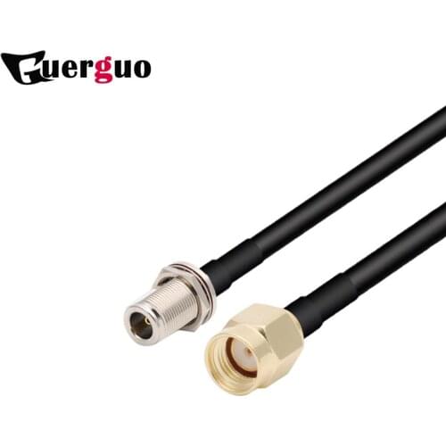 2pcs RG58 Cable Waterproof N Type Female Bulkhead to RP SMA Male Right Angle Coaxial Pigtail Extension Cord RF Jumper Adapter