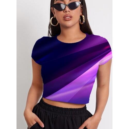 3d Tshirt Abstract T-shirt Women Psychedelic Funny T shirts Art Tshirt Printed Purple Shirt Print Short Sleeve Punk Rock Printed