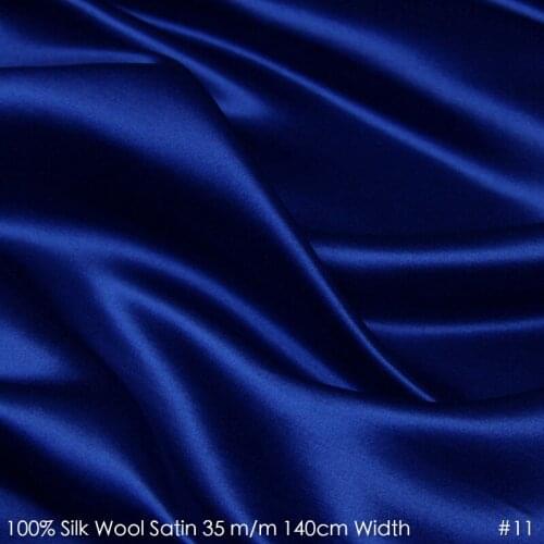 SILK WOOL SATIN 140cm width 35mm/35%Silk+65%Natural Silk Fabric Suits Plush Fabric Luxury Wedding Party Dress Fabric11Royal Blue