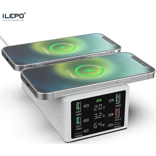 ILEPO 150W Wireless Fast Charger For iPhone12 Pro Max mini 11/8 Samsung Laptop Usb C 65W PD3.0 Charger QC3.0 Type-C Smart Charge