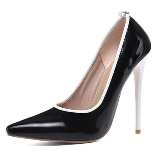 Plus size women shoes 44 45 46 47 New Fashion Sexy Pointed Toe Pumps Platform super High Heels12.5cm Wedding Party Shoe FV-116