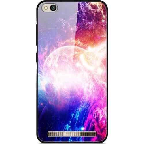 For Xiaomi Redmi 5A Phone Case Tempered Glass Case Back Phone Cover Star Sky Pattern