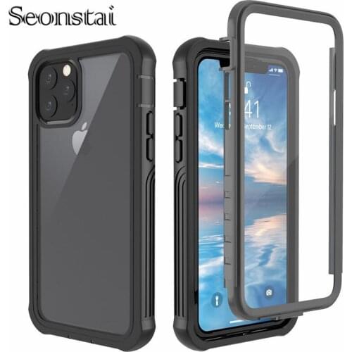 For iPhone 11 Pro Max Shockproof Bumper Transparent Phone Rugged Case for iPhone XR XS Max Hybrid Carcasa with Protective Screen