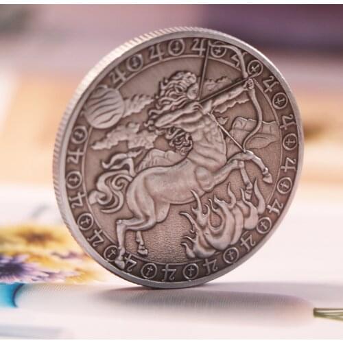 Twelve Constellation Zodiac Silver Commemorative Coins Euro Astrology Sagittarius Tarot Wishing Sun God Lucky Love Medals