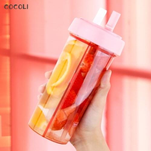 Double Sippy Drink Cup Creative Lovers Water Bottle Caneca Outdoor Sports Tumbler Coffee Mug Double-tube Opening Design Keepcup