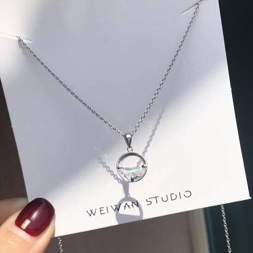Elegant 925 sterling silver Short Clavicle Chain Necklace Dazzling Zircon Crystal Pendants Necklaces for Wedding Party