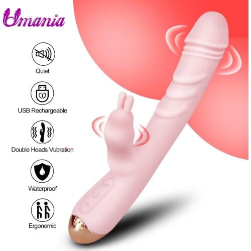 Dildo Rabbit Vibrator for Women G Spot Massage Dual Vibration Sex toys for Woman Vagina Clitoris Stimulator Female Masturbator