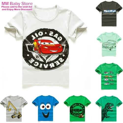 3-9Y Boys Tees Childrens Cars ShortSleeve Kids T-shirt Cotton Girls Tops Shirts Clothing Animal Print Dinosaur Cartoon t shirt