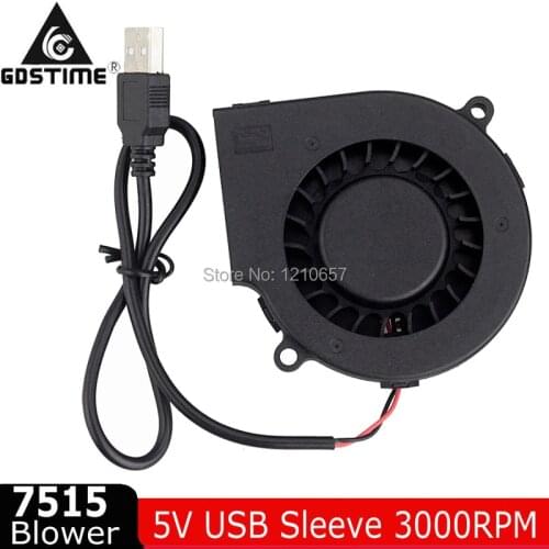 2 PCS LOT Gdstime DC 5V USB 75mm 75x15mm 7cm 70mm Exhaust Cooling Blower Fan