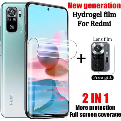 100D Full Coverage Hydrogel Film For Xiaomi Redmi Note 10 Pro 9 8 7 9S 9A 9C Screen Protector For Redmi Note10 Pro Max K40 10X