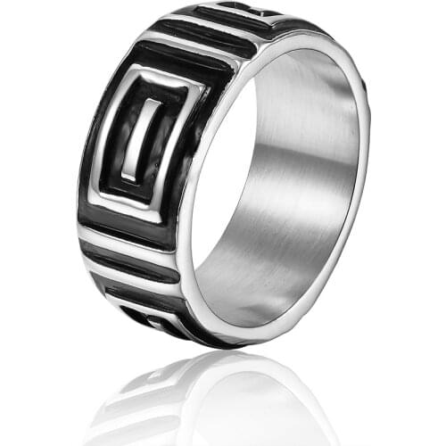 Hot Sale Cool Men Jewelry Punk Black Adhesive Stainless Steel Men Rings Jewelry Wholesale