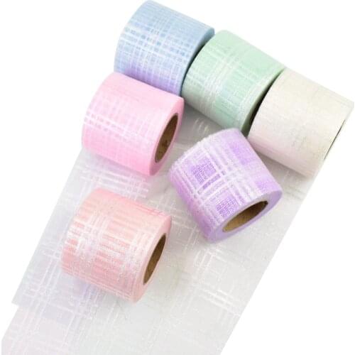 HSDRibbon 60MM Colorful stripes printed Pattern organza Mesh Fabric Ribbon