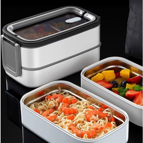 Stainless Steel Insulated Lunch Outdoor Camping Lunch Box Double-layer Compartment Lunch Box Microwave Portable Lunch Box -40