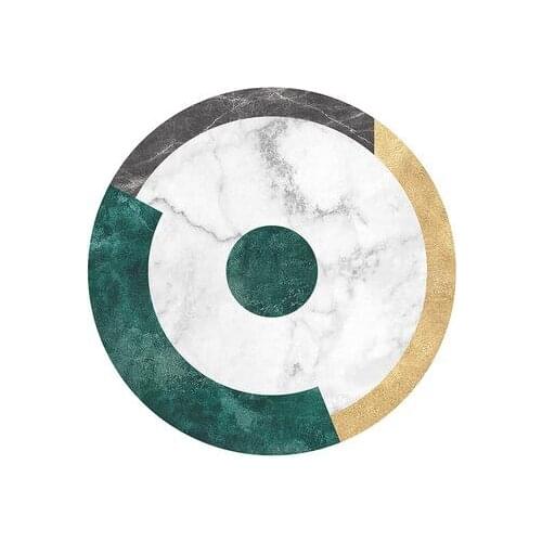 Round Marble Style Geometric Carpet Bedroom Living Room Computer Chair Non-Slip Mat