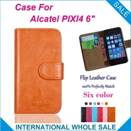 Hot! 2016 For Alcatel PIXI4 6" 4G Case,6 Colors High Quality Leather Exclusive Case For Alcatel PIXI4 6" 4g Cover Phone Tracking