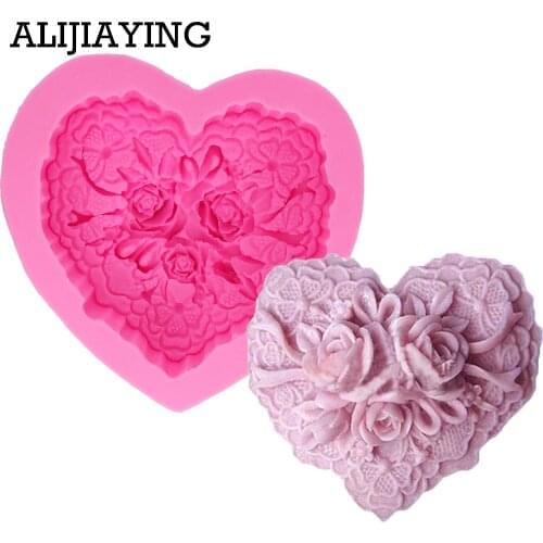 M0274 1Pcs Heart flower Love shape Sugarcraft cake tools Silicone Mold Cake Decorating Tool Fondant moulds Resin Clay Soap Molds