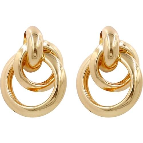 Mayjim Statement Fashion European American New atmospheric geometric metal earrings simple ring earrings