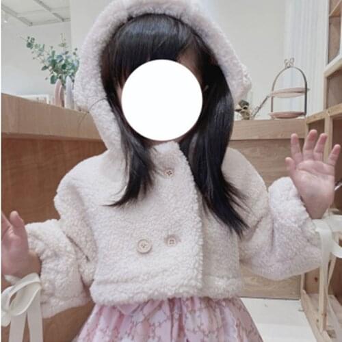 Cute lamb childrens clothing lolita girls winter lolita baby hooded jacket princess sweet lolita Tops Soft Girl baby