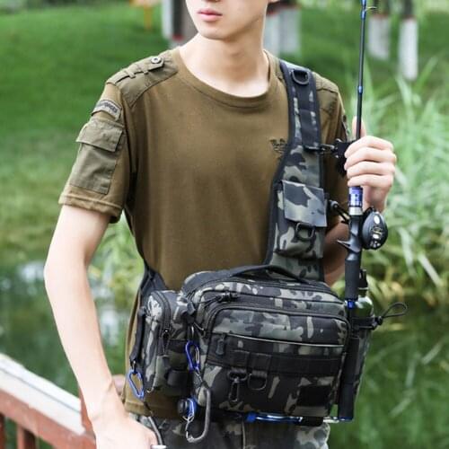 Multi-function Fishing Tackle Bags Big Shoulder Crossbody Bag Waist Pack Fish Lures Bait Kit Utility Storage Fishing Pouch Case
