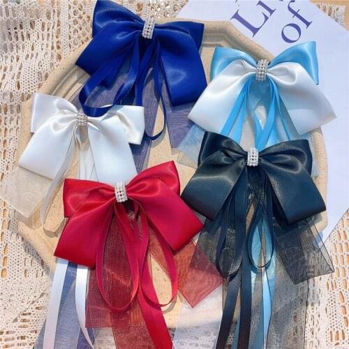 2021 New Fashion Childrens Bow Headwear Sweet Girls Temperament Colorful Ponytail Long Streamer Hairpins Kids Hair Accessories