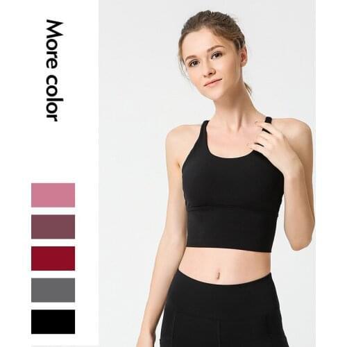 Nudity Brushed Pure Color Net Red New Sports Beauty Back Thin Belt Yoga Wear Vest, Fitness Sling Women with Chest Pad 2021