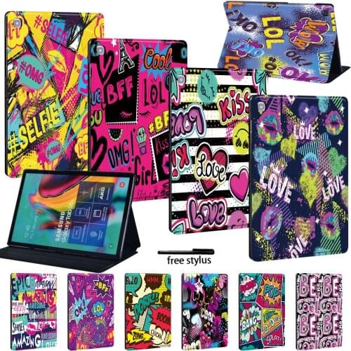 New Graffiti PU Leather Tablet Case for Samsung Galaxy Tab A A6 7.0 10.1 Inch/A 9.7 10.1 10.5 Inch/E 9.6 Inch/Tab S5e 10.5 Inch
