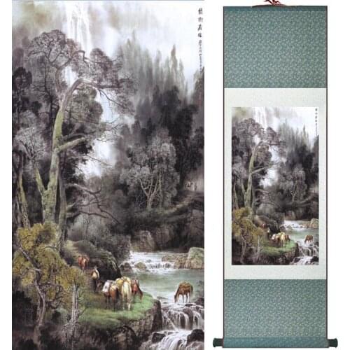 Landscape painting Home Office Decoration Chinese scroll painting mountain and River paintingPrinted painting042201