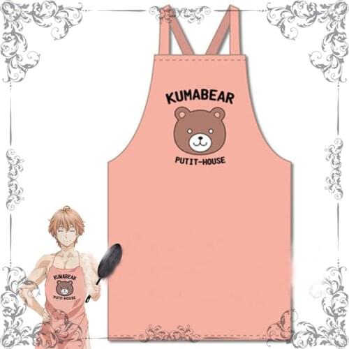 Food Wars Shokugeki no Soma Isshiki satoshi Cosplay Pink Apron Cartoon Kitchen Aprons Bibs Household Cleaning Pinafore Costume