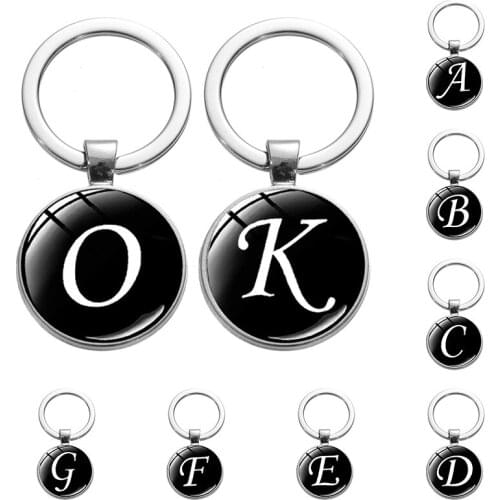 Charm Initial A-Z Creative Doctor Nurse Medical Syringe Stethoscope Image Keychain Glass Cabochon Key Ring Pendant Gift