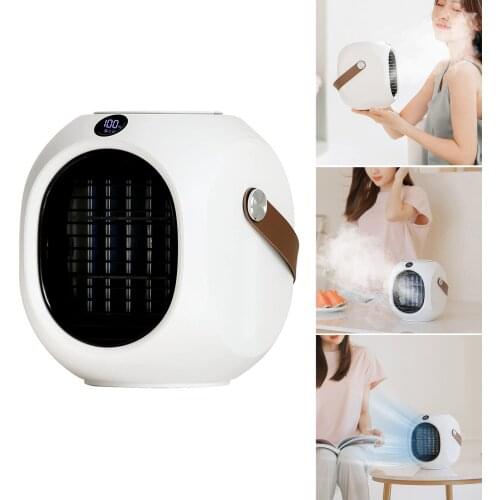 Portable Air Conditioner Digital Display Desktop Cooling Fan 3 Speed Led Light Cordless Air Cooler Misting Fan Home @ls