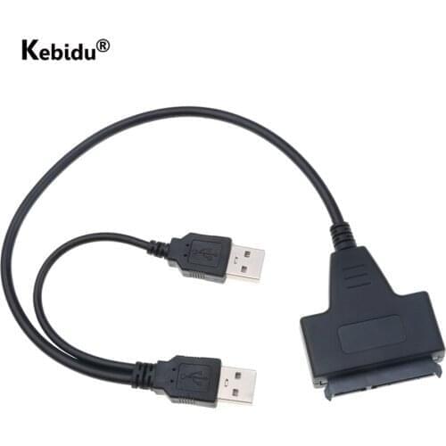 SATA to Dual USB 2.0 22pin Adapter Cables 2.5inch 7+15Pin SATA Data Power Cable 2.5'' Hard Disk Drive Converter