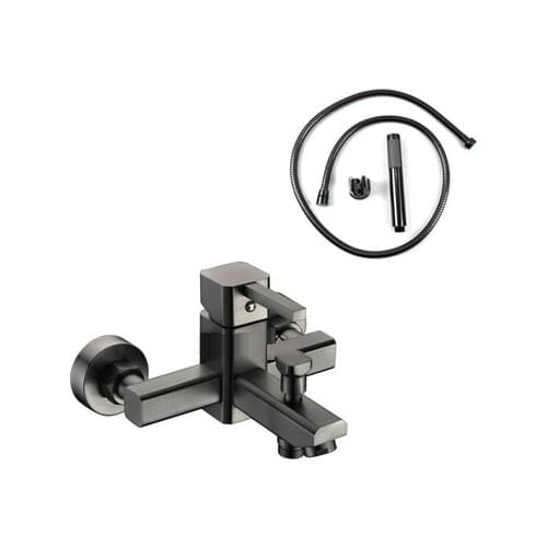 Bathroom Antique Black Oil Rubbed Solid Brass Shower Set Wall Mounted Handheld Shower Mixer Tap Faucet Hot and Cold Mixer Valve