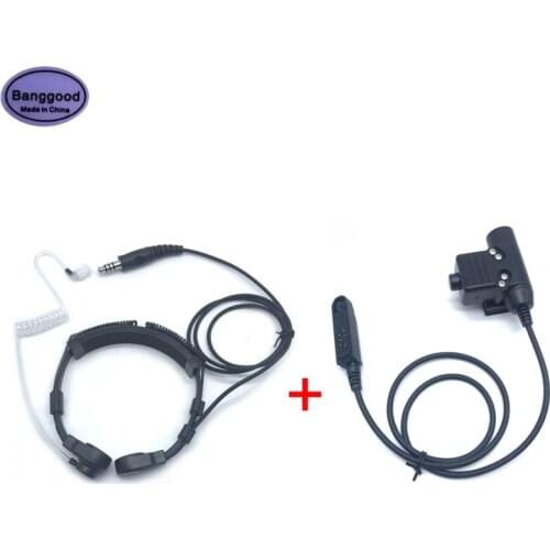Air Tube Throat Vibration Mic Headset + Z Tactical U-94/A U94 PTT for Baofeng UV9R UV-9R Plus BF-A58 A-58 GT-3WP BF-9700 Radio